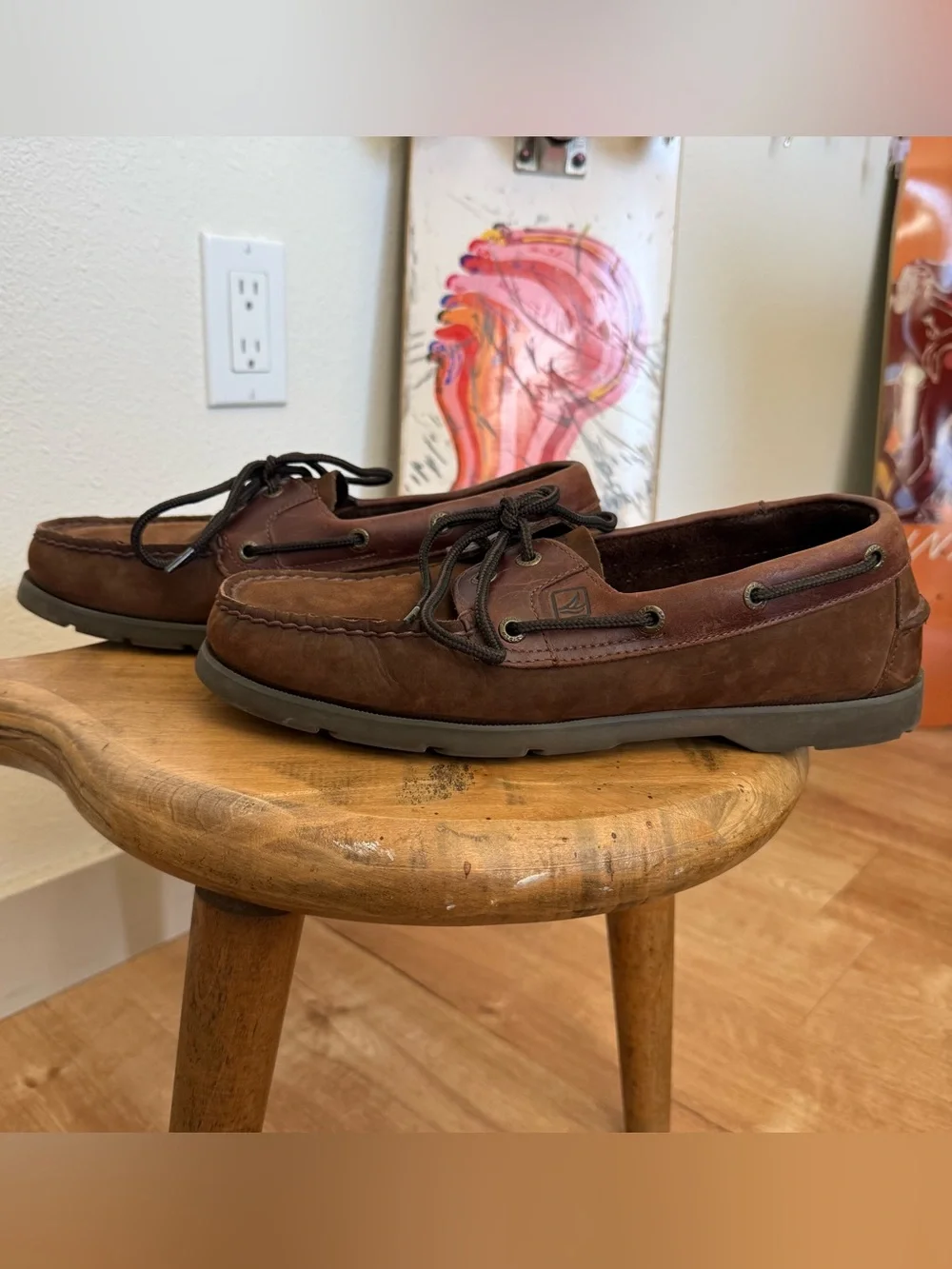 Sperry Boat Shoes Top-Sider Leeward 2-Eye Brown Oiled Leather ~ Size 9.5